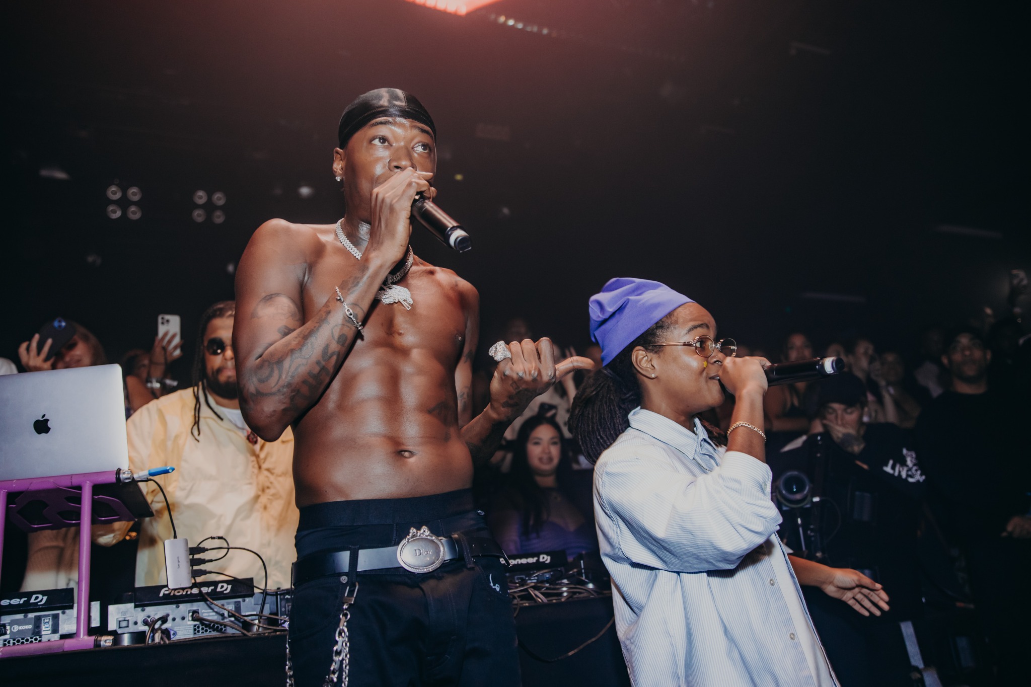 Skillibeng and Koffee performing together on stage at KOKO.